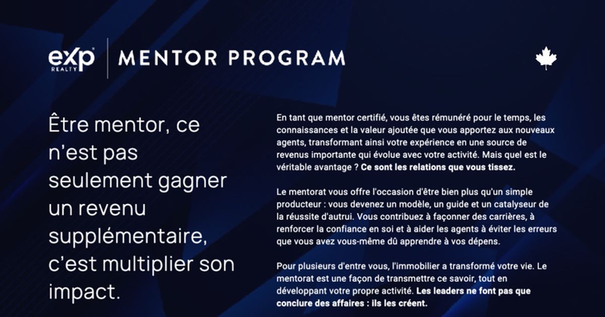 [TOOLKIT] eXp Canada Mentorship - French
